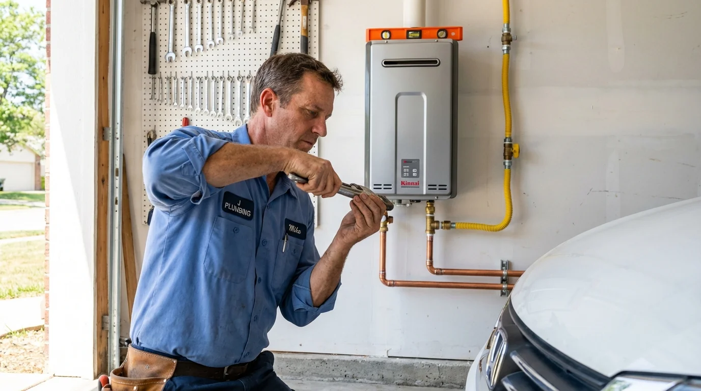 Tankless water heater installation by a Johns Plumbing LLC plumber in San Benito